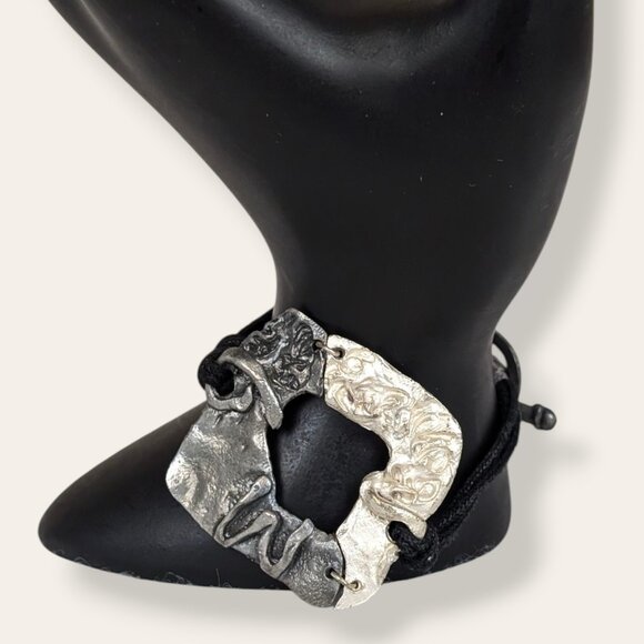 V. Distressed Metal Square Bracelet - Picture 1 of 5